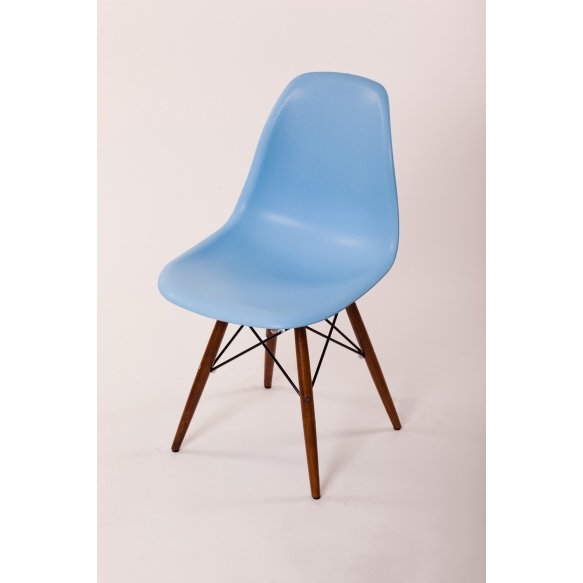 chair Alexis, blue, light brown feet