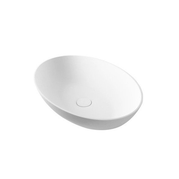 THIN top counter rockstone washbasin 600x400x140mm, matt white