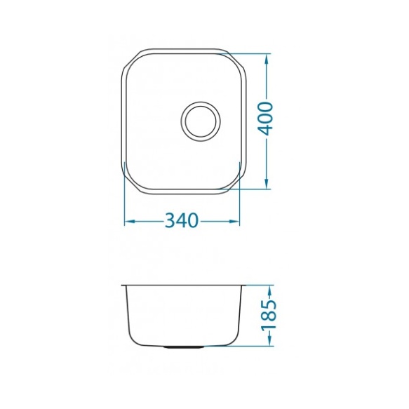 square stainless steel basin Monarch VARIANT 40, 34x40 cm, height 18,5 cm, waste 3 1/2´´, bronze finish. Drain is included.