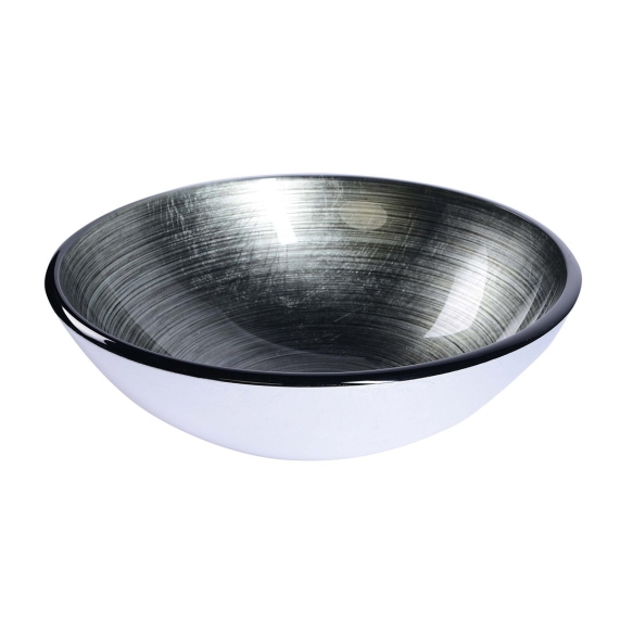 Damar glass washbasin diameter 42cm, mettalic gray