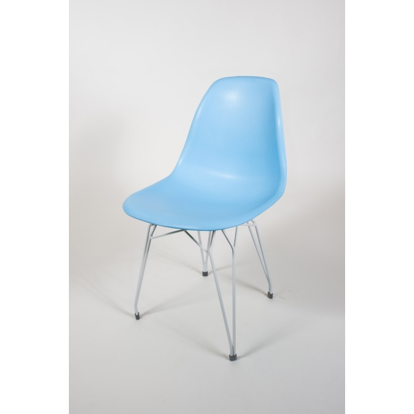 chair Alexis, blue, white metal "Y" feet