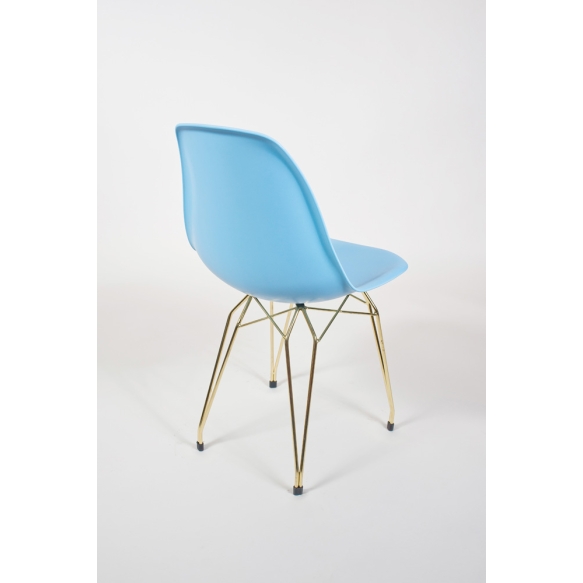chair Alexis, blue, golden metal "Y" feet