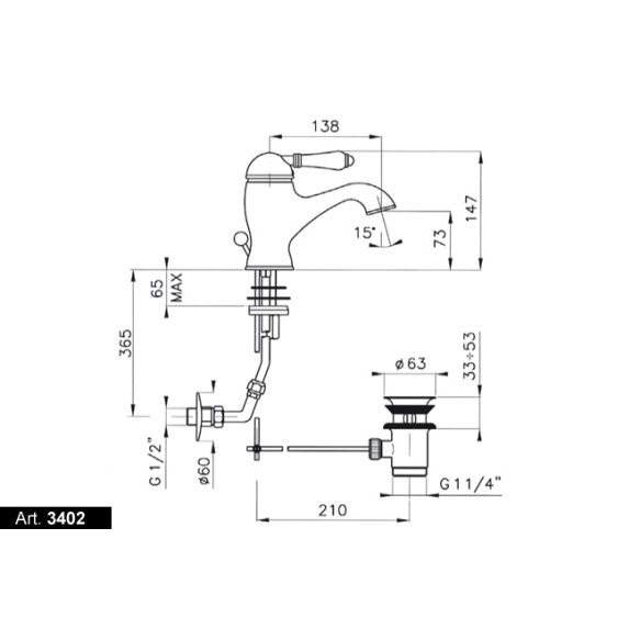 basin mixer with pop-up,raw brass