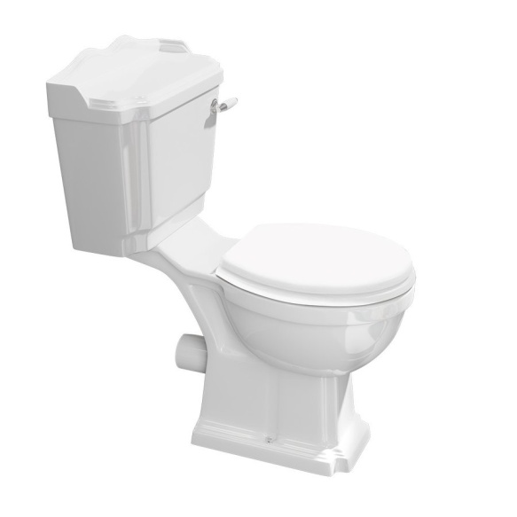 ANTIK two piece toilet, bowl + cistern + flush device + PP toilet seat, white/ch (parts 1, 2 and 3)