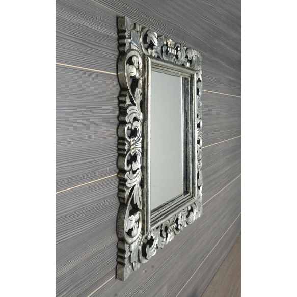 SAMBLUNG mirror with frame, 60x80cm, Silver Antique