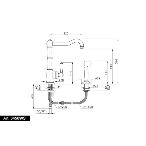 kitchen mixer with hand spray