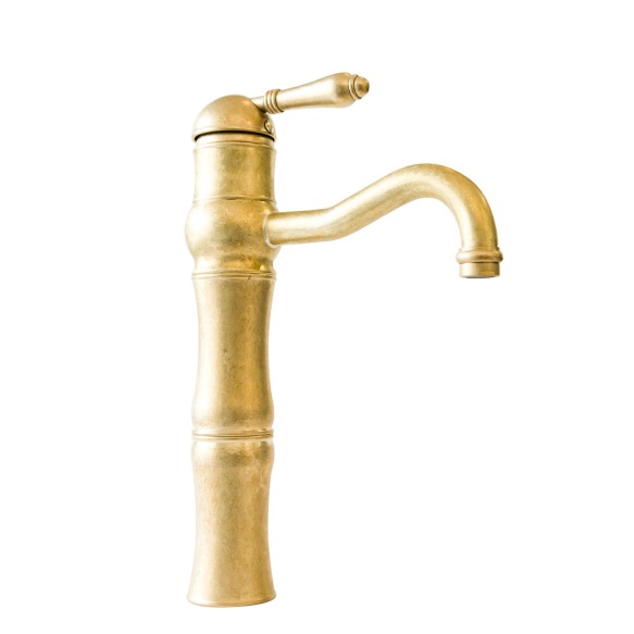 high basin mixer with pop-up, raw brass