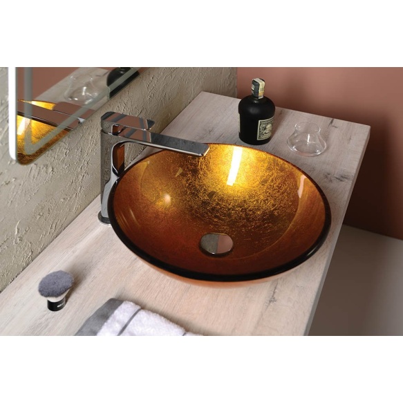 Ago glass washbasin diameter 42 cm, golden