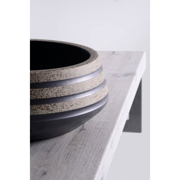 PRIORI ceramic basin, black/stone