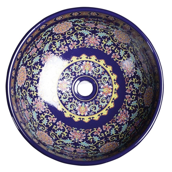 PRIORI ceramic basin purple w ornaments