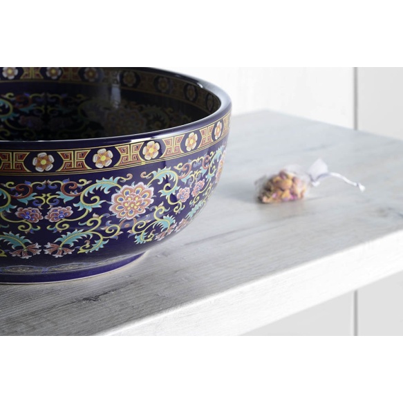 PRIORI ceramic basin purple w ornaments