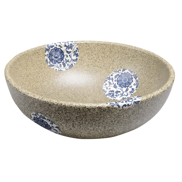 PRIORI ceramic basin, stone/blue pattern