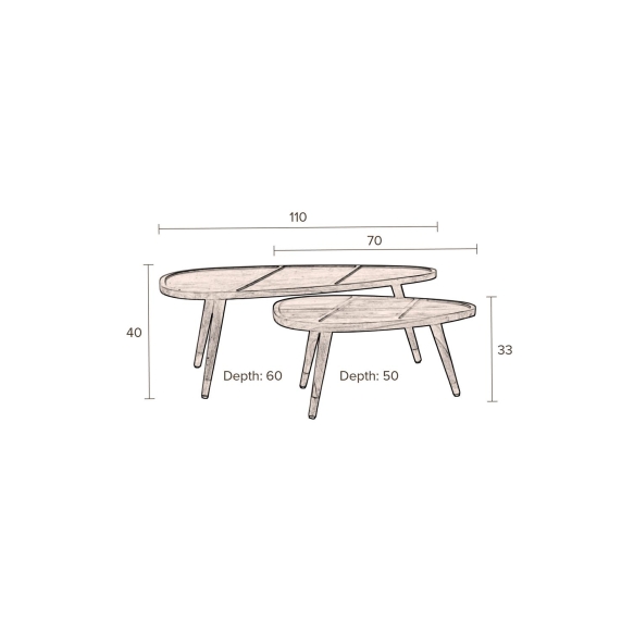 Coffee Table Sham Set Of 2, , 110x60x40 cm and 70x50x33 cm