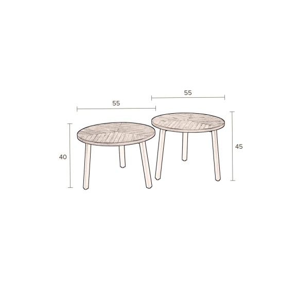 Coffee Table Mundu Set Of 2 - diam 55 cm h: 45 cm and diam 55 cm h: 40 cm