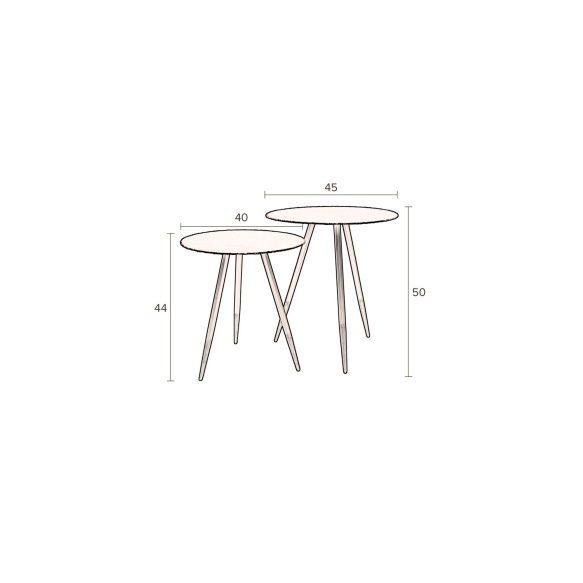 Side Table Stalwart Set Of 2 - diam 45 cm h: 50 cm and diam 40 cm h: 44 cm