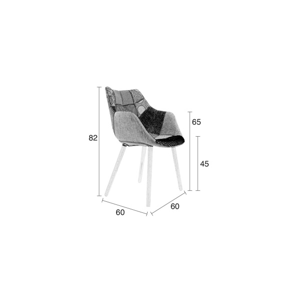 käetugedega tool Twelve, hall patchwork