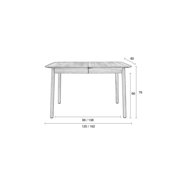 Table Glimps 120/162X80 Black