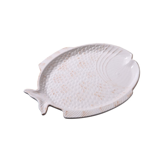 12-1/4"L Dolomite Fish Platter, Cream