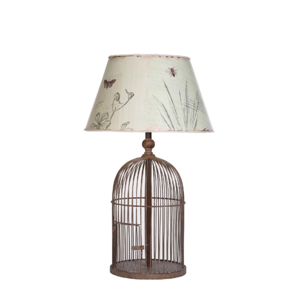 21-1/4"H Metal Birdcage Table Lamp w/ Tin Shade w/ Bird Images ©