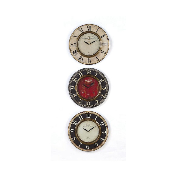 15"Round Birch & MDF Wall Clock w/ Metal Rim, 3 Styles
