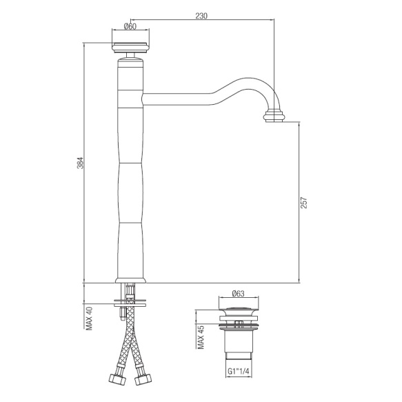 high basin mixer Kia, mat black