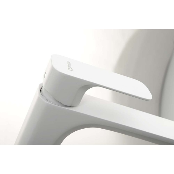 SPY high basin mixer without pop up waste, extended spout, white matt