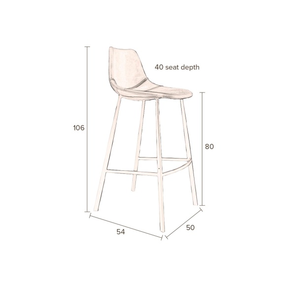 Barstool Franky Velvet Orange