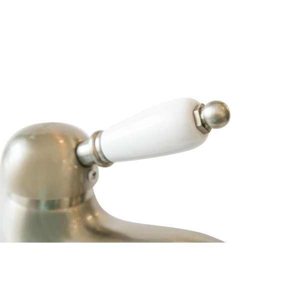 SINGLE LEVER BASIN MIXER WITH POP-UP WASTE WHITE LEVER NICKEL