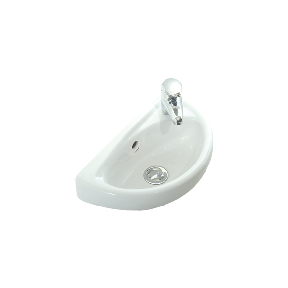 23*39 CM OVAL W.BASIN WITH HOLE WHITE
