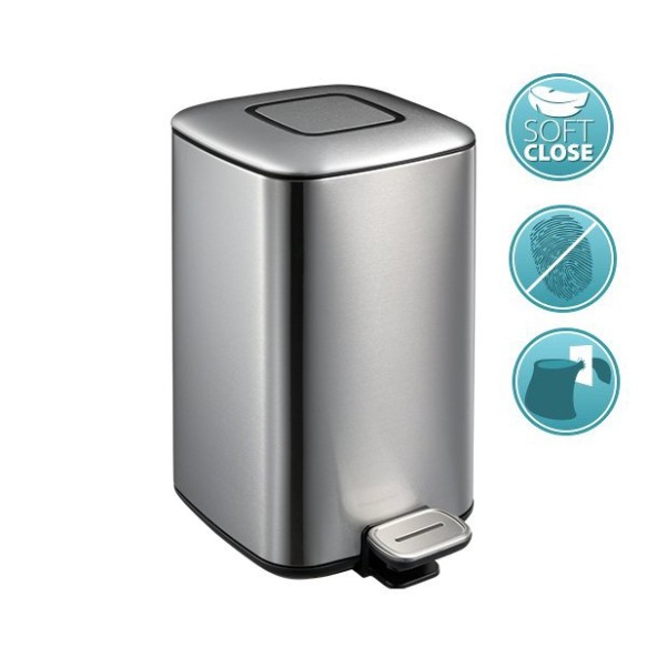 REGENT Trash bin 6l, Soft Close, brushed stainless steel