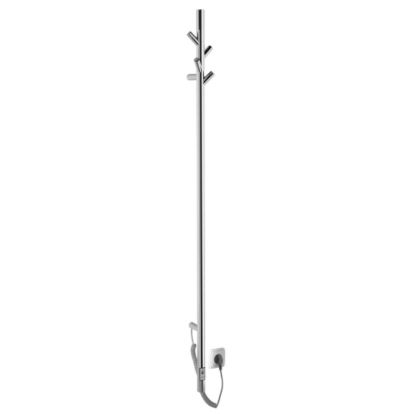 Electric towel rack with timer, round 150x1500 mm, 30W, stainless steel