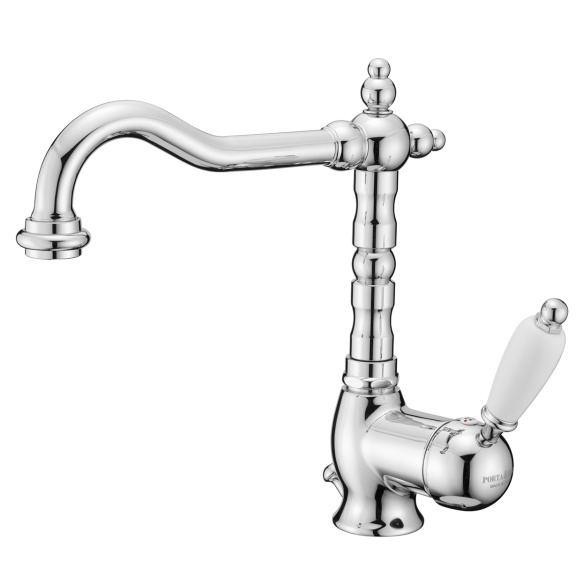 New Old Single lever basin mixer with pop-up waste, handle with white lever