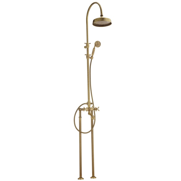 floor mount rain shower set Old fashion with bath spout, bronze