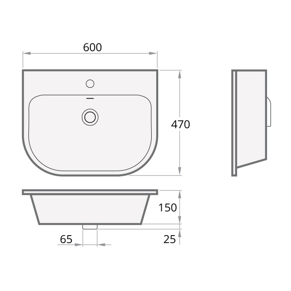 Cast stone basin VARIO