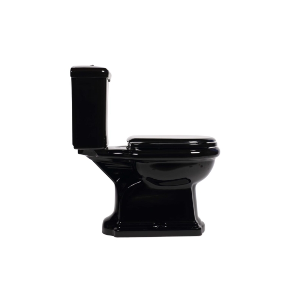 black Retro wc compact, S-trap, chromed fittings (101204+ 108104+ 750990)