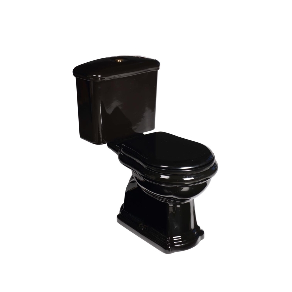 black Retro wc compact, S-trap, golden dual flush button (101204+ 108104+ 750991)