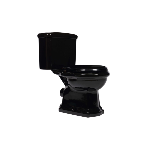black Retro wc compact, S-trap, chromed fittings (101304+ 108104+ 750990)