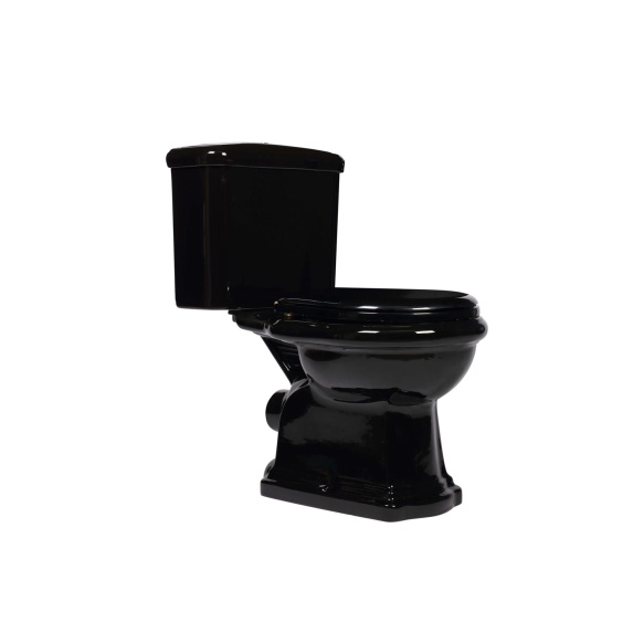 black Retro wc compact, S-trap, golden fittings (101304+ 108104+ 750991)