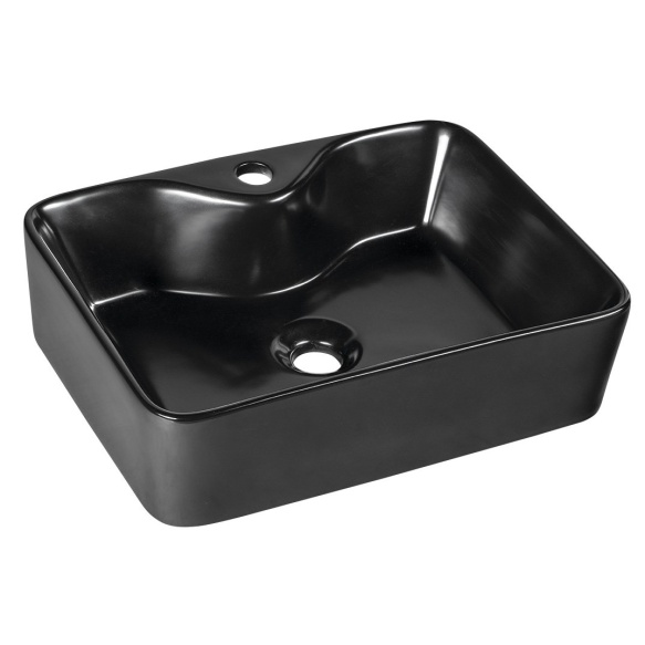 BALENA Counter Top Ceramic Washbasin dia 48x13,5x37 cm, black mat