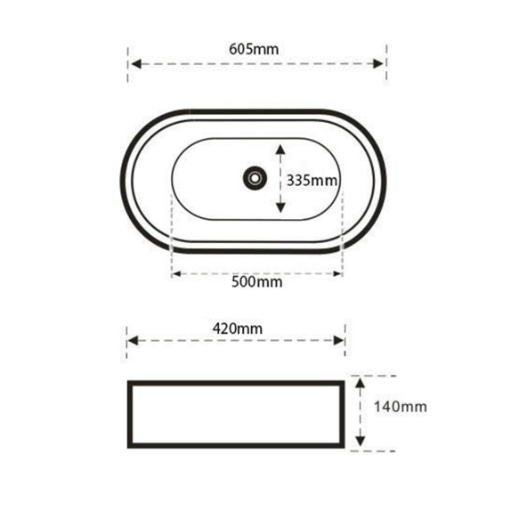 CALEO Counter Top Ceramic Washbasin dia 60.5x42x14 cm, white
