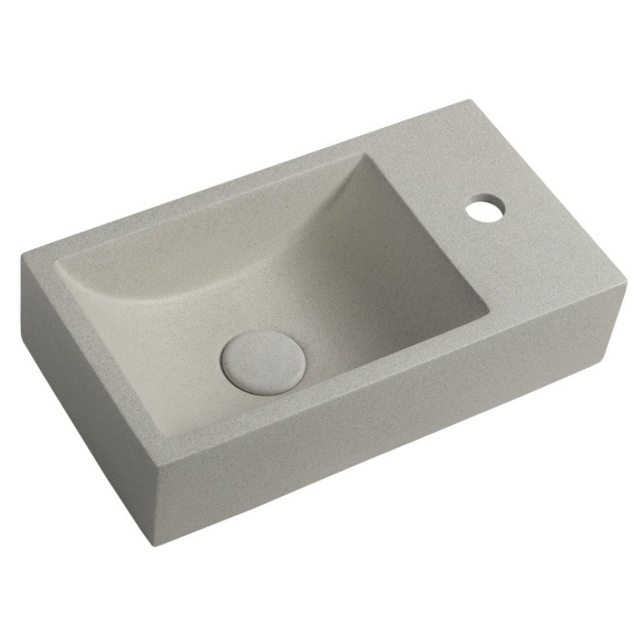 CREST R concrete washbasin including waste, 40x22 cm, white sandstone