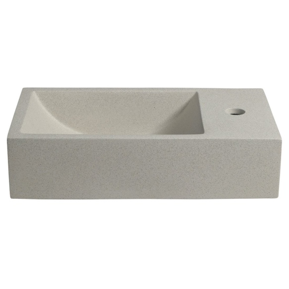 betoonist valamu Crest R, 40x22x10 cm, white sandstone, komplekti kuulub põhjaklapp