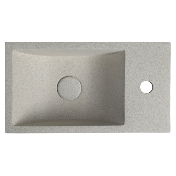 CREST R concrete washbasin including waste, 40x22 cm, white sandstone