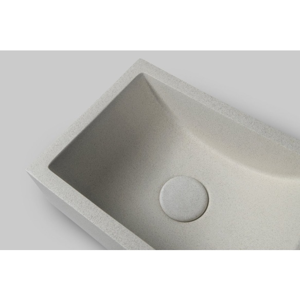 CREST R concrete washbasin including waste, 40x22 cm, white sandstone