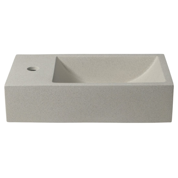 CREST L concrete washbasin including waste, 40x22 cm, white sandstone