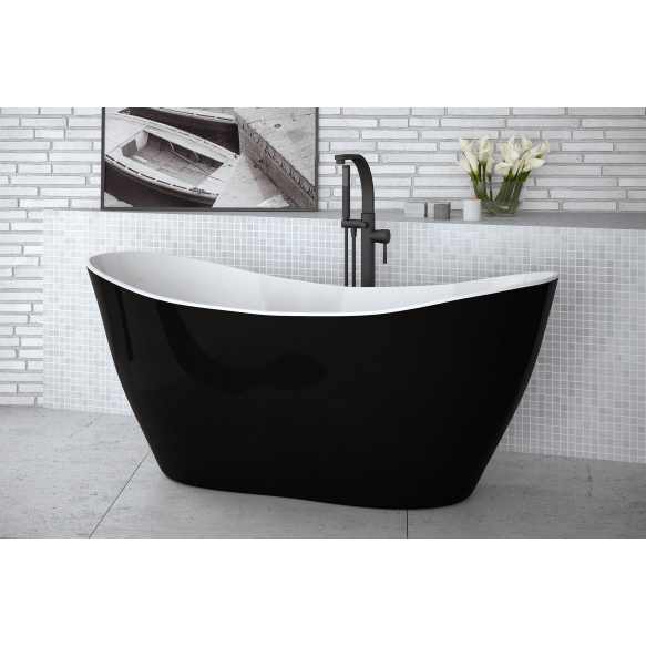 cast stone bath Vilya black and white