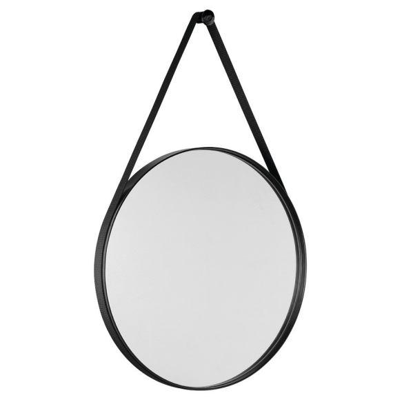 ORBITER round mirror with strap, ø 70cm, matt black