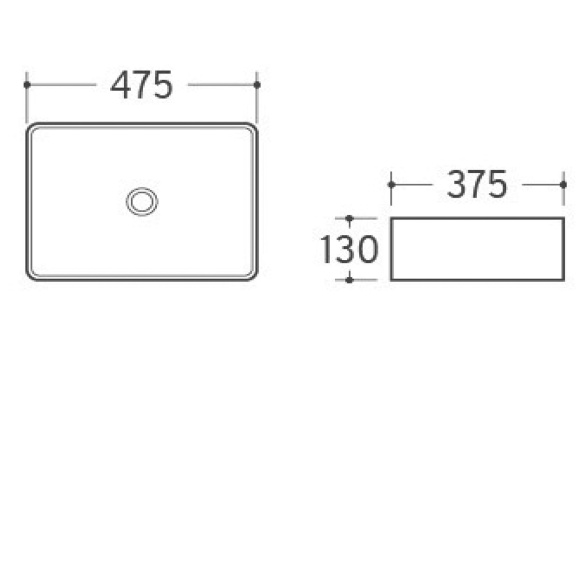 keraamiline valamu Dalma, 48x38x13 cm, hall, põhjaklapp ei kuulu komplekti