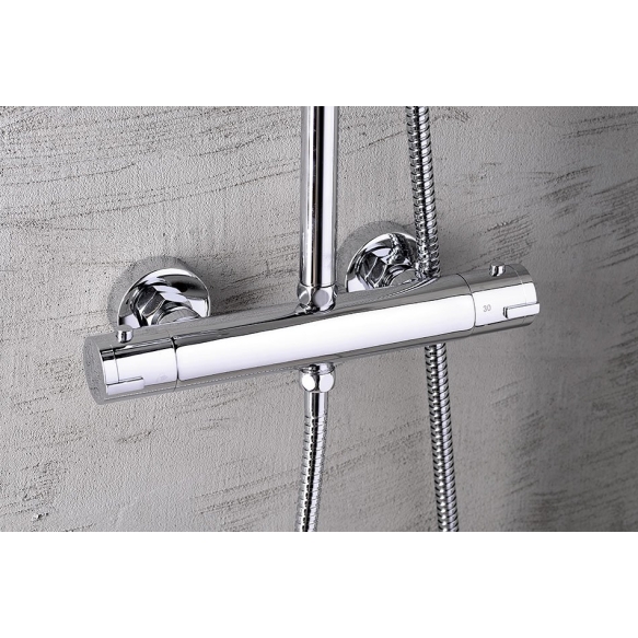 LIGA Shower Panel with Thermostatic Mixer Tap, chrome