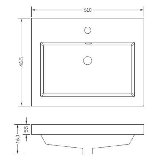 cultured marble furniture basin Vision 60x46 cm, white